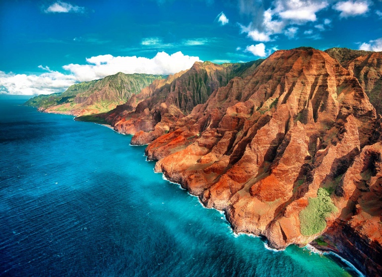 na pali coast from the air kauai hawaii