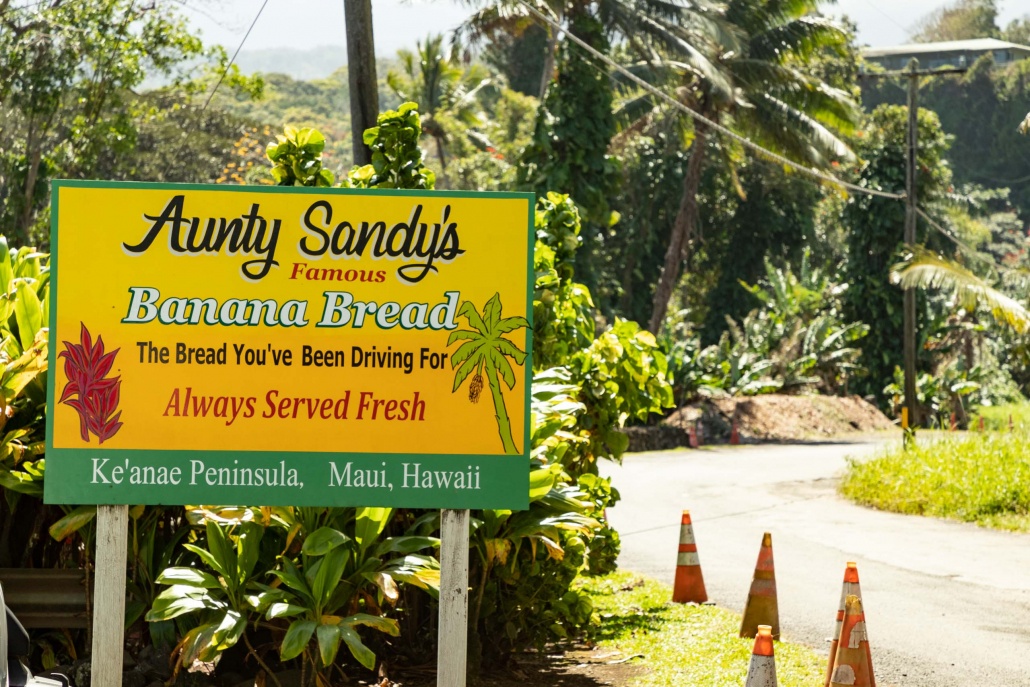 Road to Hana Food Aunty Sandy Sign Maui