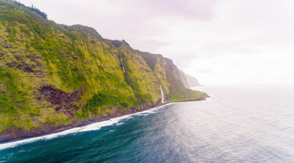 aerial view of the hamakua coast on the big island of hawaii