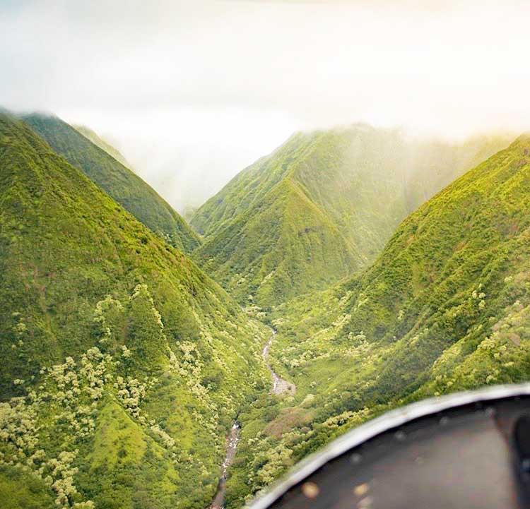 beautiful view of the mountain air maui helicopter tour