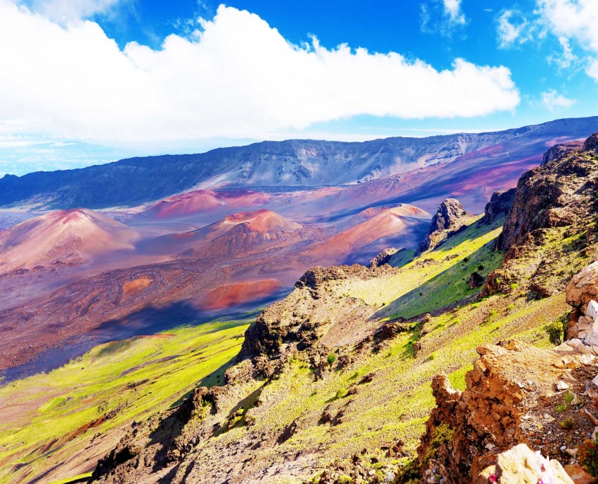 stunning landscape of haleakala volcano crater