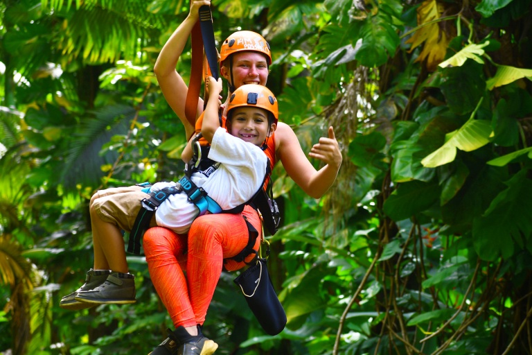 tandem zipline on a jungle zipline in maui