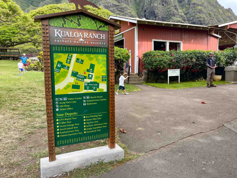 Kualoa Ranch Map Sign of Grounds and Tour Check ins Oahu hawaiitoursphoto-2 Kualoa Ranch Map Sign of Grounds and Tour Check ins Oahu