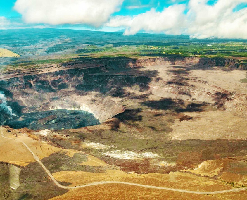 beautiful view volcanoes national park helicopter kilauea caldera big island