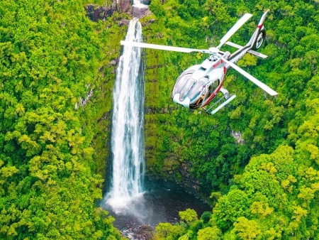 enjoy a flight along the north coast of maui featuring birds eye views of the coastline waterfalls maverick helicopters