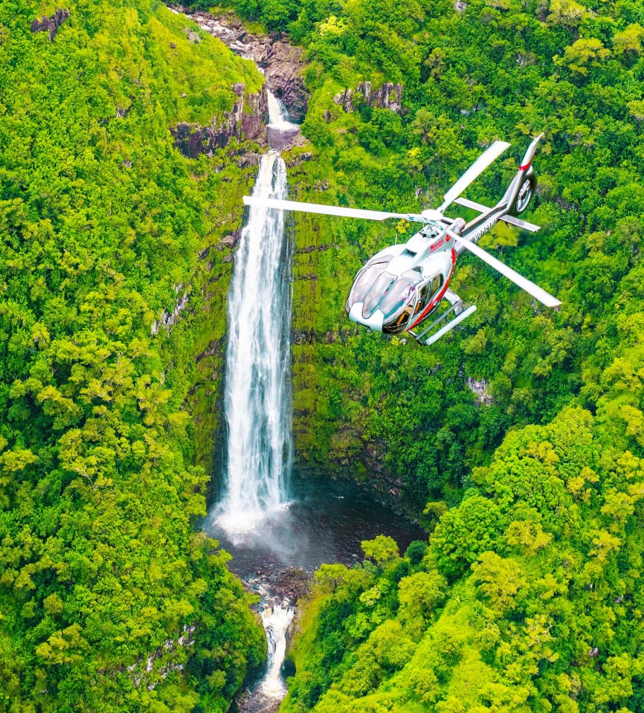enjoy a flight along the north coast of maui featuring birds eye views of the coastline waterfalls maverick helicopters