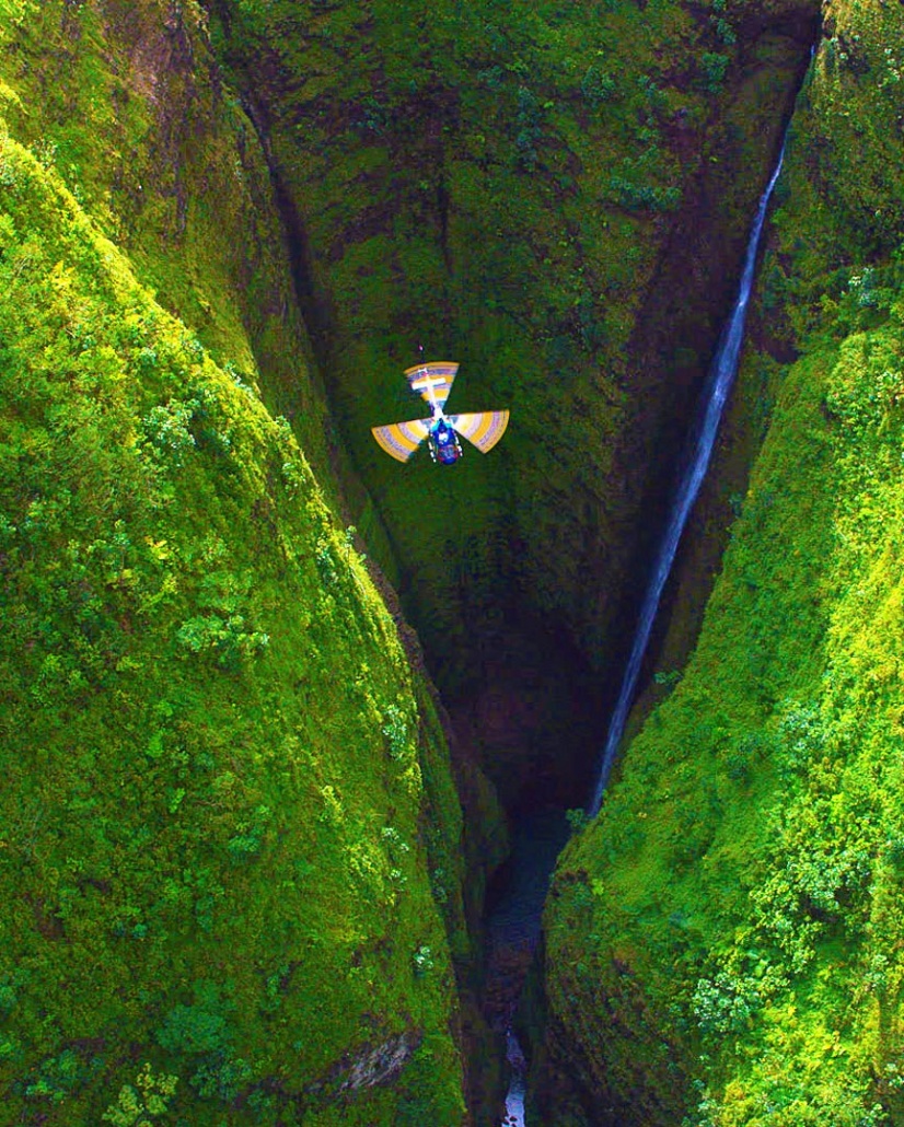 flying deep into sacred falls of oahu hawaii rainbow helicopters