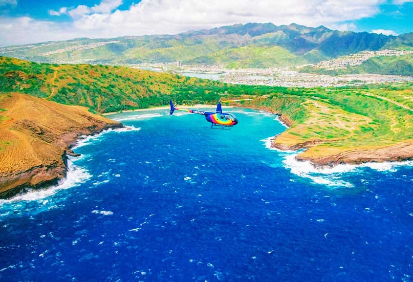 hanauma bay one of the most popular tourist destinations in oahu hawaii rainbow helicopters