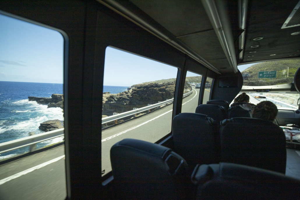hawaii tours inside mini coach coast view