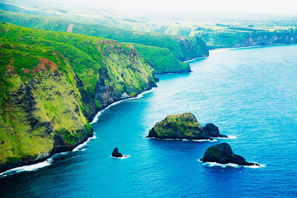 incredible view of big island coastline from above on a helicopter tour