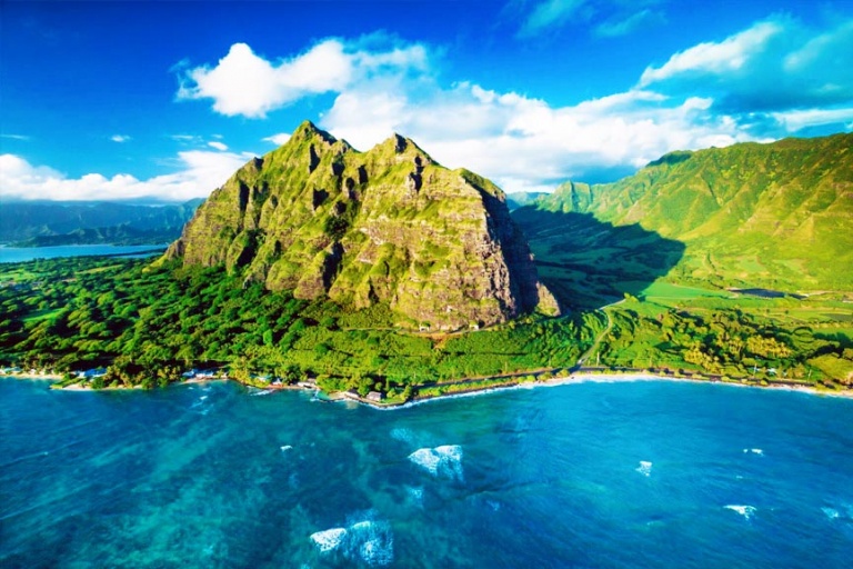 oahu kualoa mountains as seen rainbow helicopters
