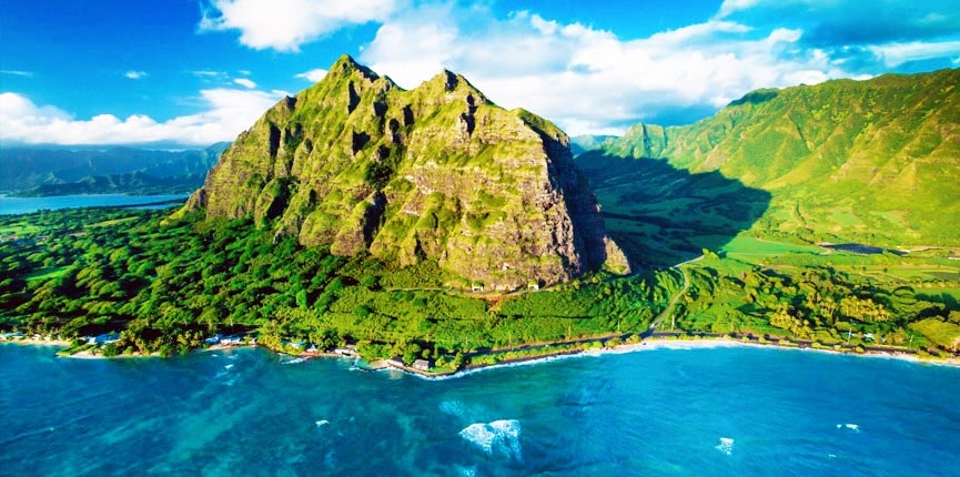 oahu kualoa mountains as seen rainbow helicopters