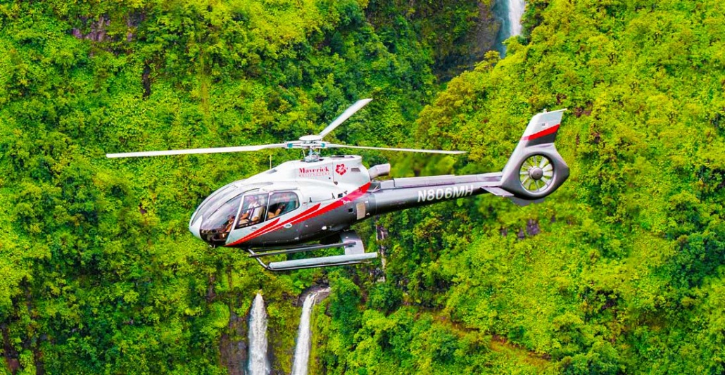 stunning views of waterfalls mauis lush hana rainforest maverick helicopters