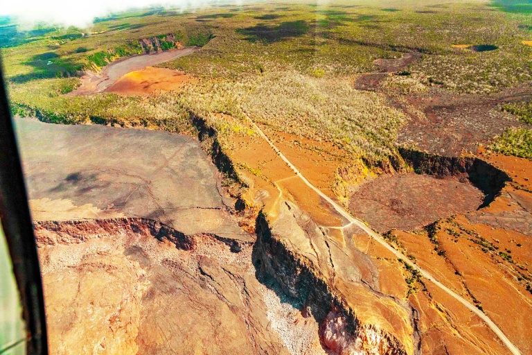 volcanoes national park helicopter kilauea crater rim road lookout big island hawaii