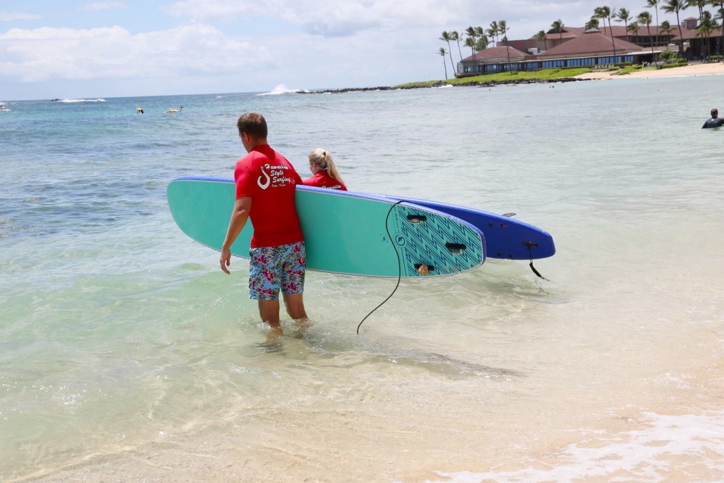 beautiful day with hawaiian style surfing kauai island