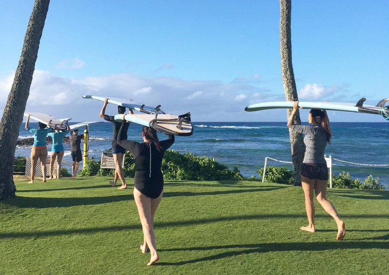 Kauaisurfschool Group Surf Lesson For Beginners Group Slide