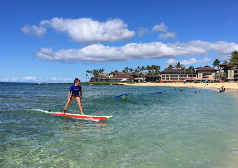 Kauaisurfschool Kids Private Surf Lesson Slide Surfing