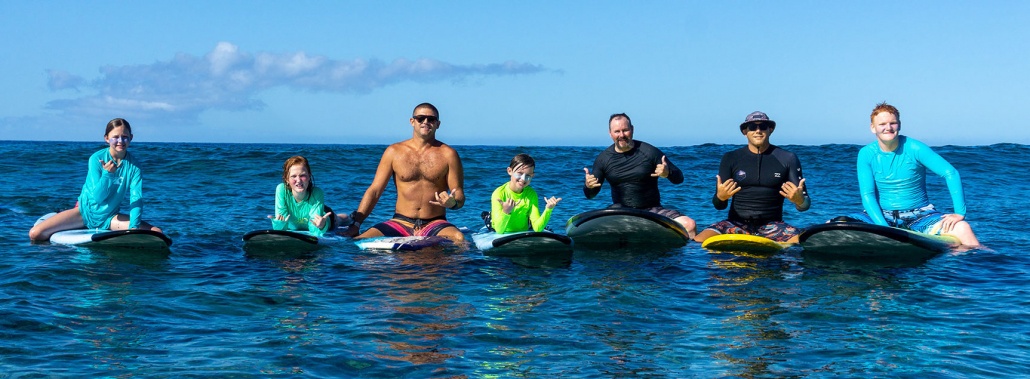family surf group lessons kona mike big island kona