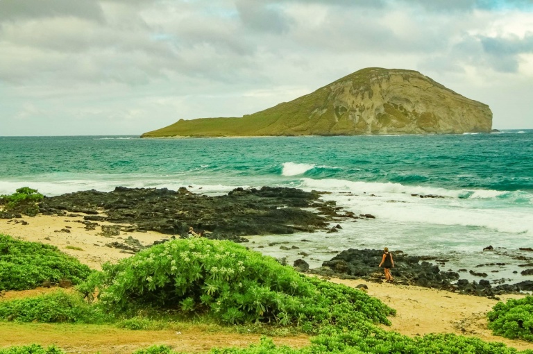 waimanalo shoreline and rabbit island east oahu hawaii
