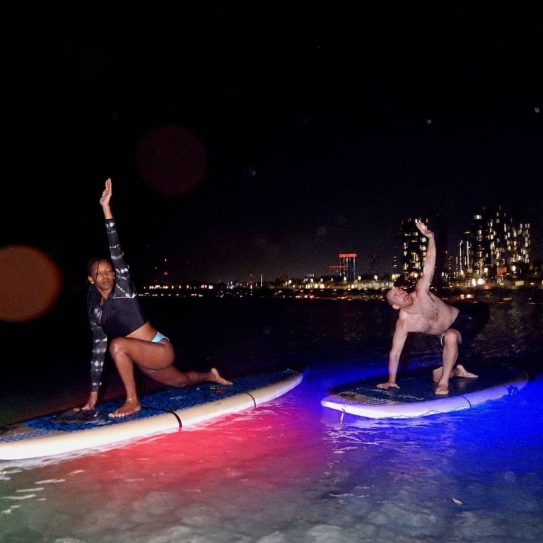 yoga floats waikiki sup lesson oahu friendship