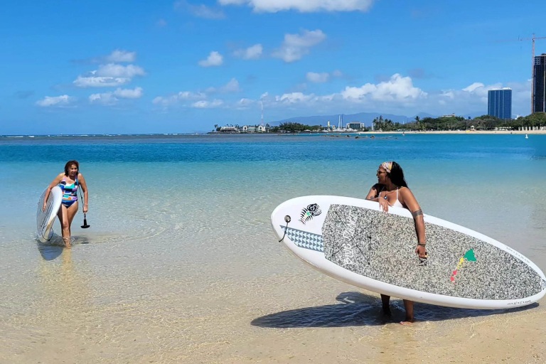 Yoga Floats Wakiki Flow Go Yoga Feature Calming Beach Two Girl