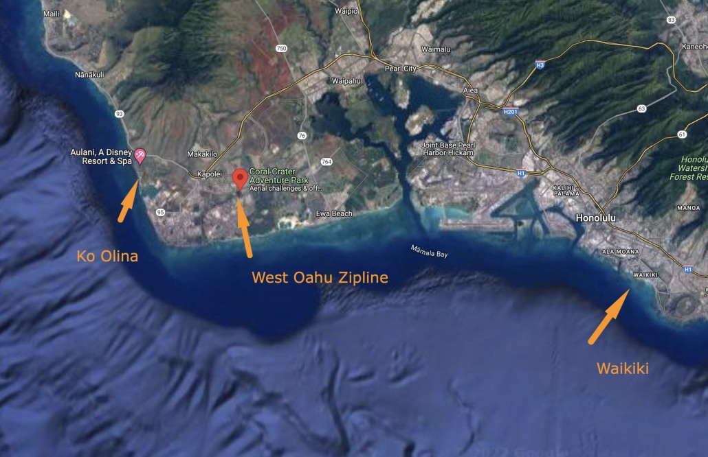 West Oahu Zipline Location