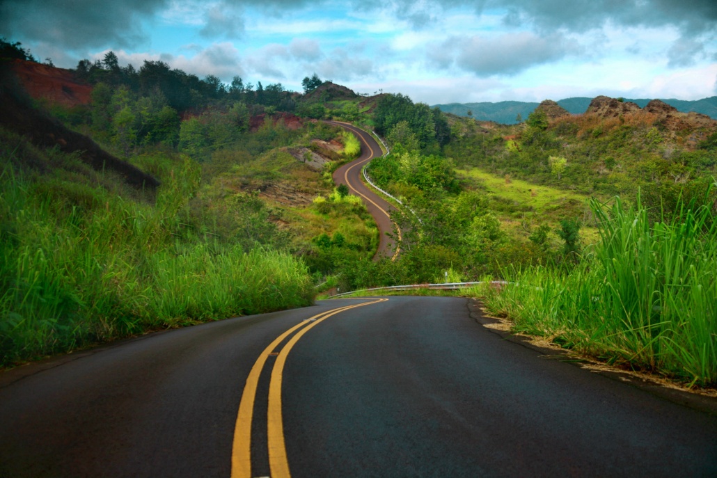 curved road on the island of kauai hawaii