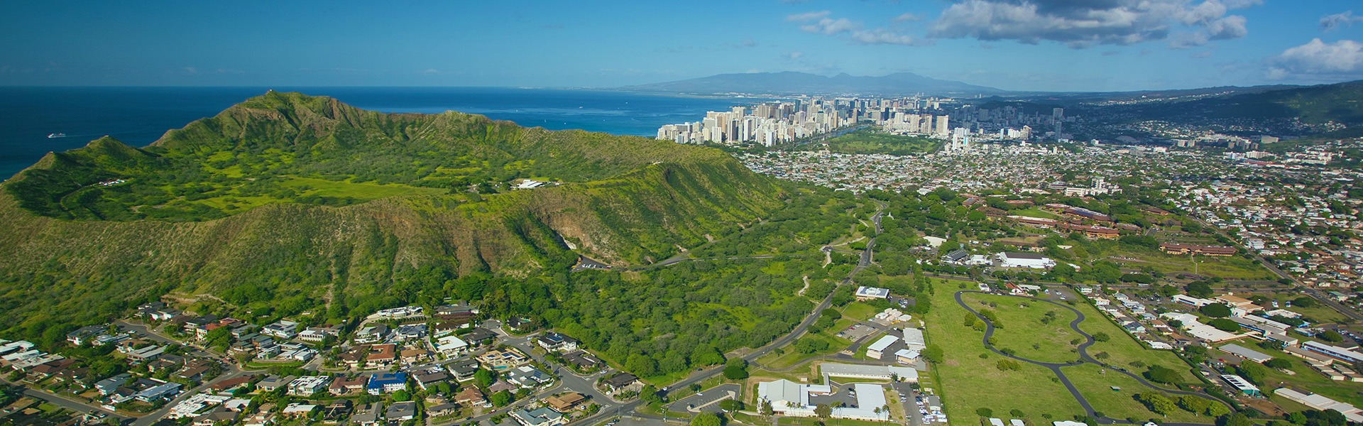 aerial shot of diamond head waikiki oahu hawaii