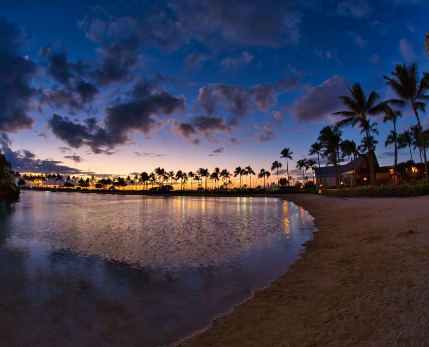 sunset at waikiki beach oahu island hawaii