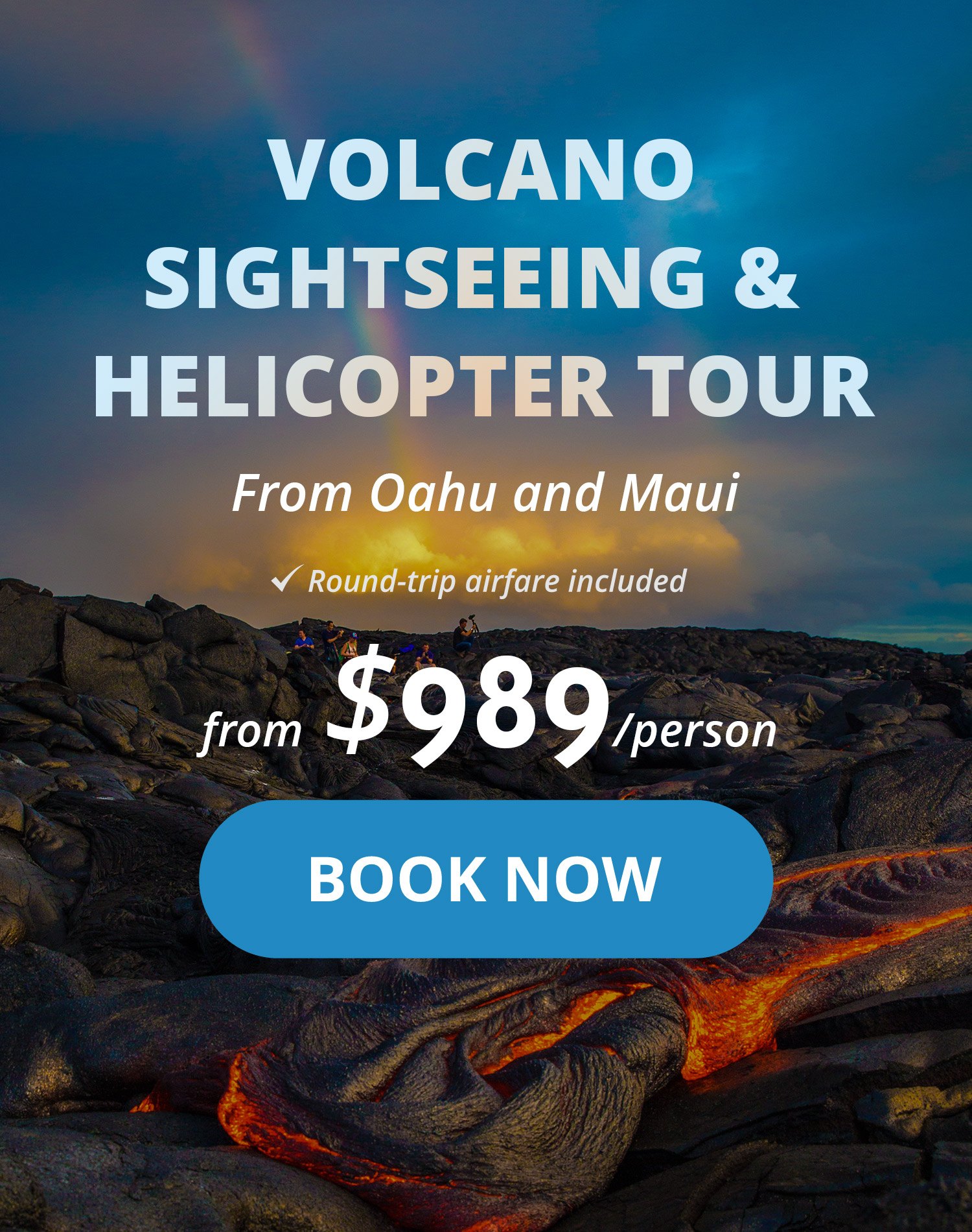 volcano sightseeing and helicopter tour poster