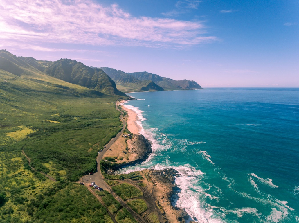 aerial view of the west coast of oahu hawaii