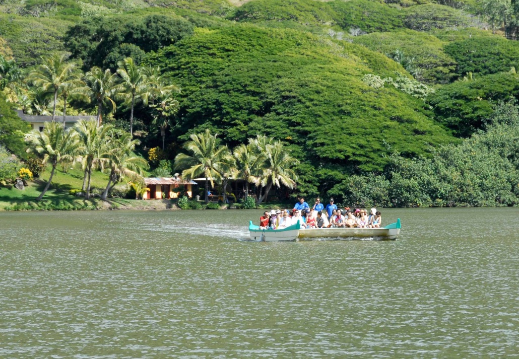 Kualoa Ranch Fishpond boat ride with guests