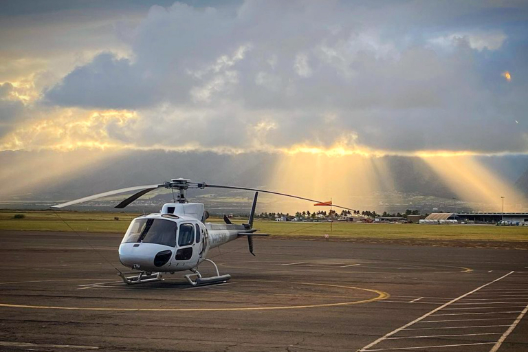 Airmaui Molokai Helicopter Tour Helicopter With View Background