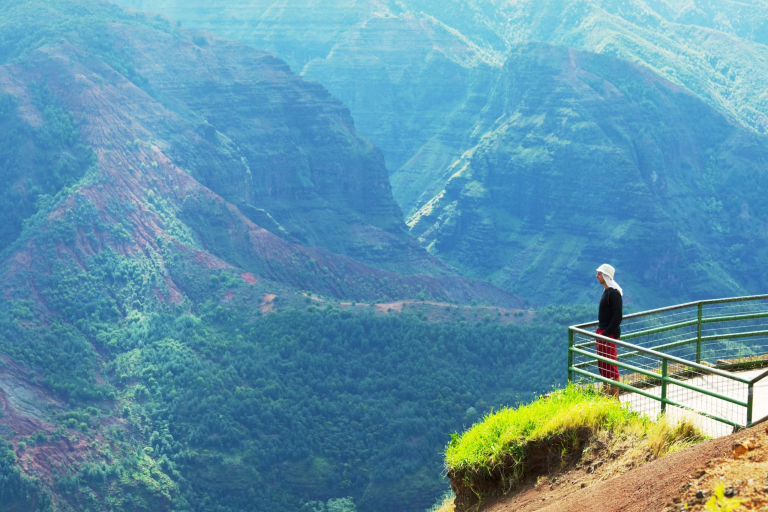 Kauai Adventure Day Trip From Oahu Man At Waimea Canyon Kauai
