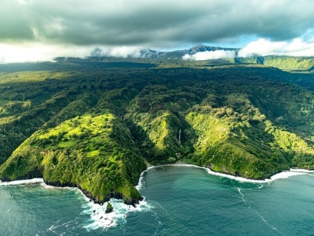 magnificent views await you on a west maui molokai helicopter tour hta