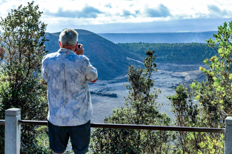 visitor photographs kilaueai volcanoes national park big island hawaii