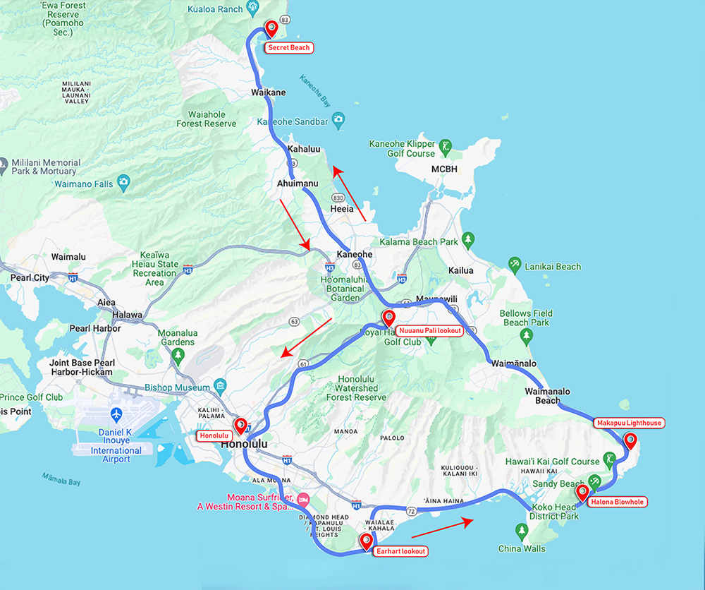 Secret Beach Route Map