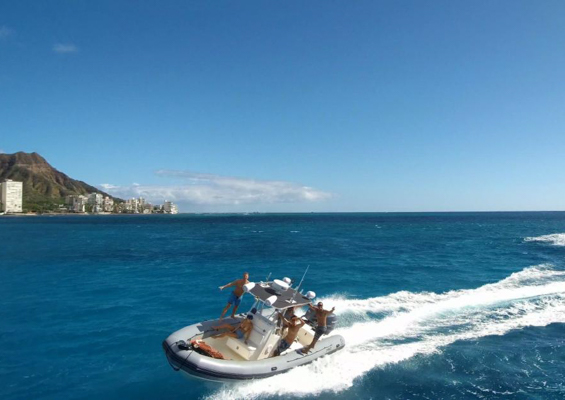 Theadventureboat Private Waikiki Small Boat Whale Watch Slide Guests