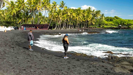Big Island Punaluu Black Sand Beach Visitors