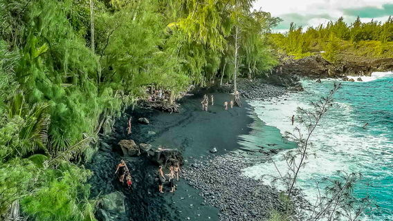 Kehena Beach Black Sand Beach Big Island Near Hilo
