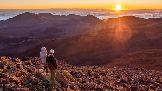 Maui Couple At Sunset Haleakala