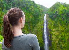 Mini Lady Looking At Akaka Falls Big Island