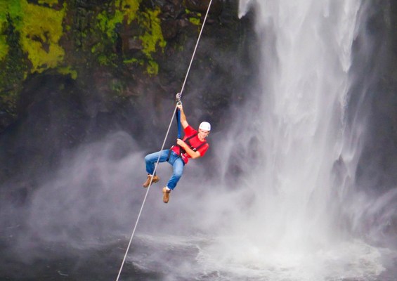 Ziplinetourshawaii Waterfall Zipline Adventure Slide Through Waterfall