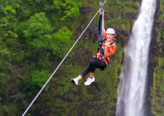 Ziplinetourshawaii Waterfall Zipline Adventure Slide Waterfall