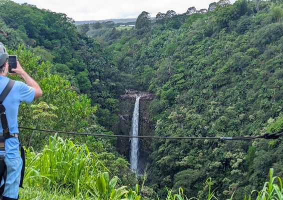 Ziplinetourshawaii Hike Private Waterfalls Tour Slide Taking Picture