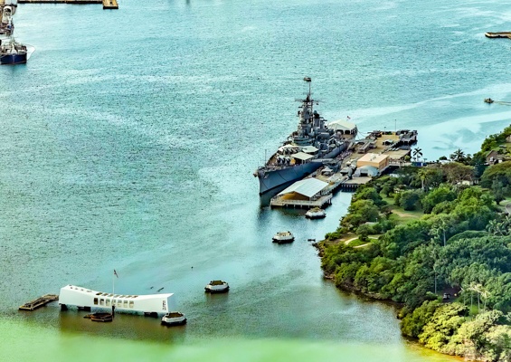 Pearl Harbor Uss Misouri And Arizona Memorial Aerial Oahu