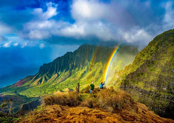 Waimea Canyon Rainbow Hikers Photographer Kauai Adobestock