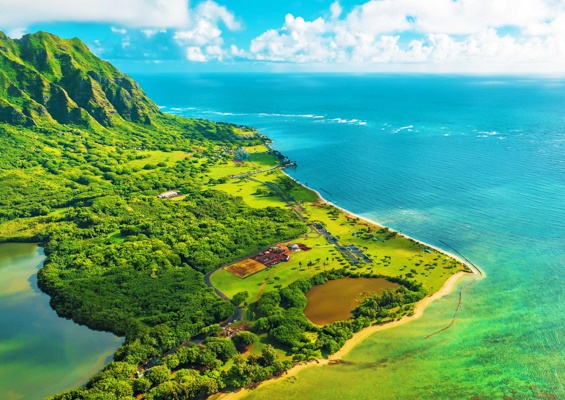 Aerial View Of Kualoa Kaneohe Bay Oahu