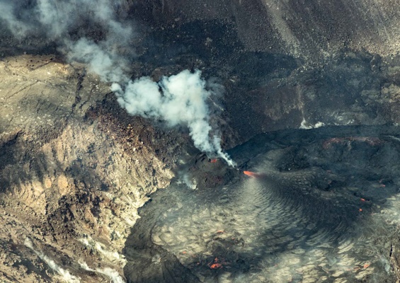 Helicopter Kilauea Volcano West Vent Lava Big Island