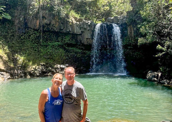 Hikemaui Waterfall And Paia Town Hiking Tour Slide Photo With Waterfall